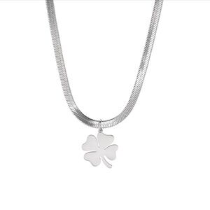 NEW Four Leaf Clover Shamrock Stainless Steel Herringbone Adjustable Nec…